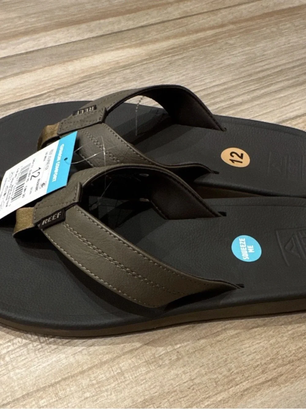 Reef Journeyer Cushioned Thong Sandals Brown/Black Logo Men US 12 EU 45